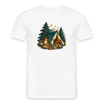 Lager zwischen Kiefern und Sternen - Männer T-Shirt - Weiß - Vorne - AI Model Male 178 dark (178cm)