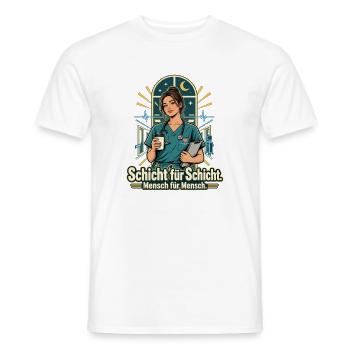 Pflegekraft Krankenpflege Schichtarbeit - Männer T-Shirt - Weiß - Vorne - AI Model Male 178 dark (178cm)