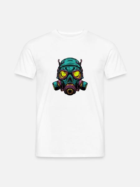 Neon Gasmaske Kopfdesign - Männer T-Shirt - Weiß