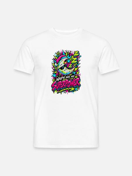Naps sind meine Superkraft Neon - Männer T-Shirt - Weiß