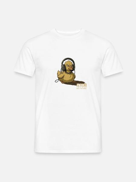 Punk-Ente mit Kopfhörern – No Future - Männer T-Shirt - Weiß