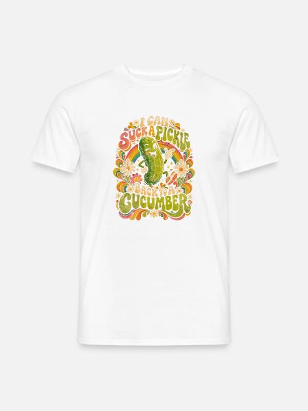 Bunte Gurke mit Regenbogen-Spaß - Männer T-Shirt - Weiß