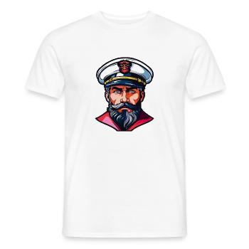 Kapitän mit weißem Uniformhut - Männer T-Shirt - Weiß - Vorne - AI Model Male 178 dark (178cm)