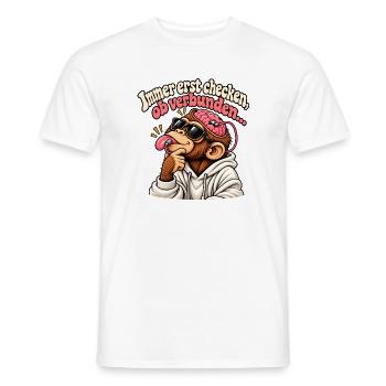 Immer erst checken, ob verbunden… 🧠👅 - Männer T-Shirt - Weiß - Vorne - AI Model Male 178 dark (178cm)