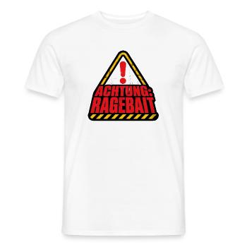 Achtung Ragebait Warnschild Typografie Shirt - Männer T-Shirt - Weiß - Vorne - AI Model Male 178 dark (178cm)