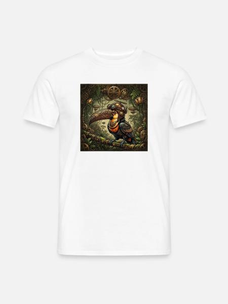 Mechanischer Dschungel-Steampunk-Tukan - Männer T-Shirt - Weiß