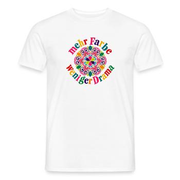 Mehr Farbe Weniger Drama – Buntes Statement - Männer T-Shirt - Weiß - Vorne - AI Model Male 178 dark (178cm)