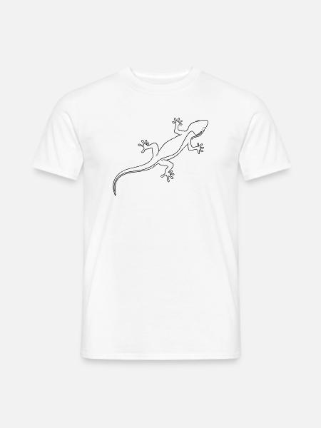 Strichzeichnung Gecko - Männer T-Shirt - Weiß