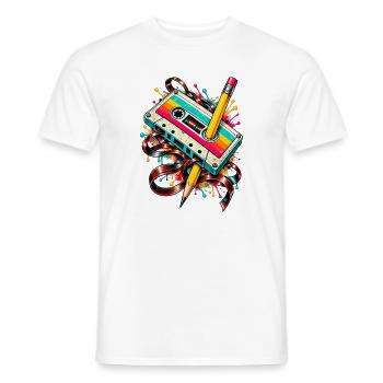 Retro Kassetten-Kunststift-Splash - Männer T-Shirt - Weiß - Vorne - AI Model Male 178 dark (178cm)