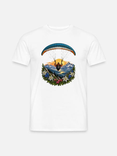 Paragliding Alpenpanorama Blumenkreis - Männer T-Shirt - Weiß
