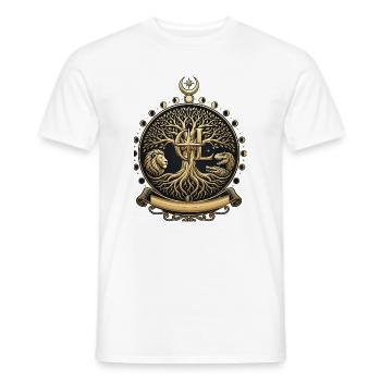 Goldener Lebensbaum, Löwe-, T-Rex- und Mondphasen - Männer T-Shirt - Weiß - Vorne - AI Model Male 178 dark (178cm)