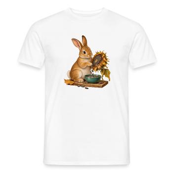 Kaninchen sammelt Sonnenblumensamen - Männer T-Shirt - Weiß - Vorne - AI Model Male 178 dark (178cm)