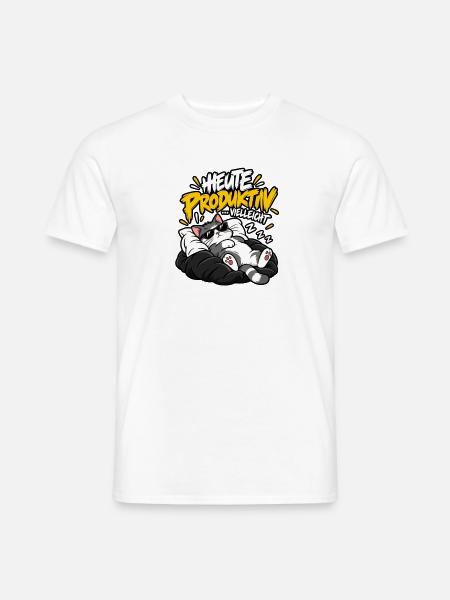Vielleicht Heute Produktiv-Katze - Männer T-Shirt - Weiß