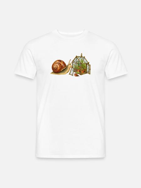 Schnecke mit kleinem Gewächshaus - Männer T-Shirt - Weiß
