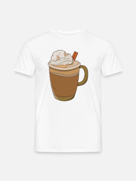 Herbst-Schlagsahne-Kaffee Kürbis-Gewürz-Latte - Männer T-Shirt - Weiß