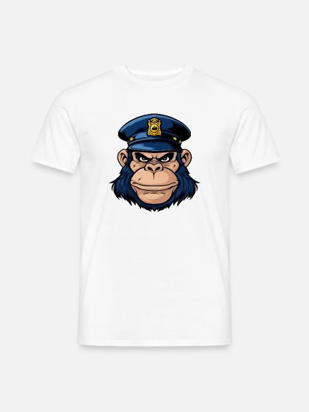 Affen Polizei - Männer T-Shirt - Weiß