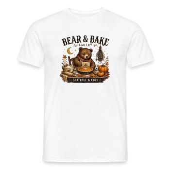 Bear Bake Gemütliche Herbstbäckerei - Männer T-Shirt - Weiß - Vorne - AI Model Male 178 dark (178cm)