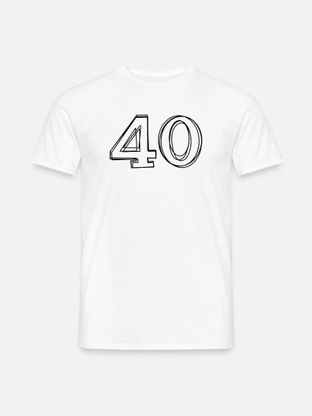 Zahl 40 handgezeichnet - Männer T-Shirt - Weiß