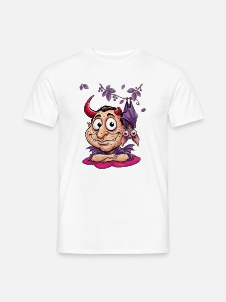 Lustiger Teufel mit Fledermaus - Männer T-Shirt - Weiß