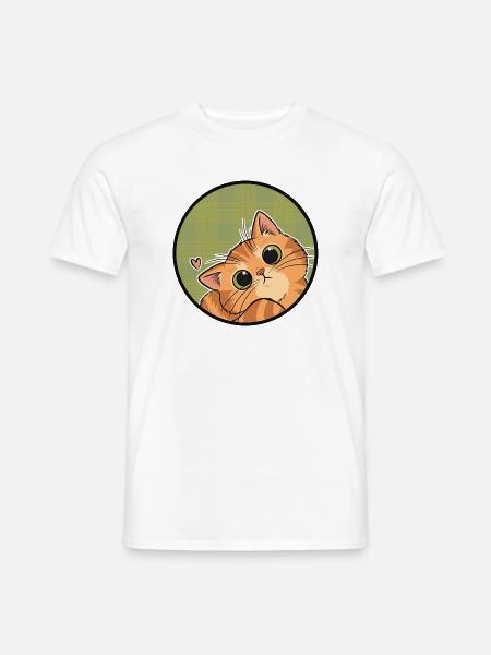 Neugieriges Kätzchen auf Karo - Männer T-Shirt - Weiß