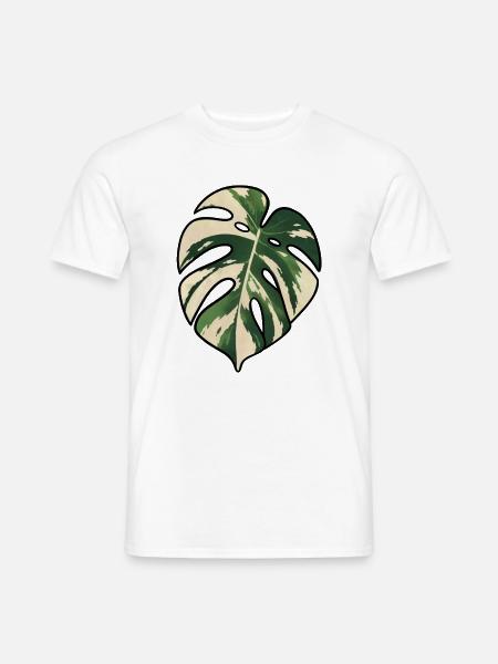 Monstera-Variegated Leaf Silhouette - Männer T-Shirt - Weiß