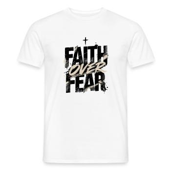 Faith Over Fear – Christliches Minimalist Design - Männer T-Shirt - Weiß - Vorne - AI Model Male 178 dark (178cm)