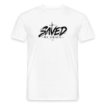 Saved by Grace Modernes Christliches Kreuz Design - Männer T-Shirt - Weiß - Vorne - AI Model Male 178 dark (178cm)