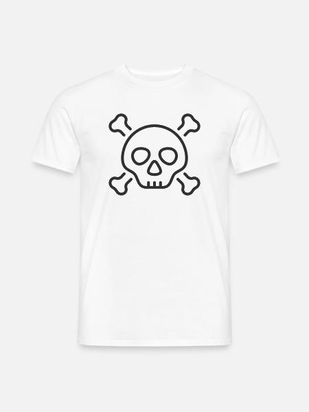 Totenkopf-und-Knochen-Linien-Symbol - Männer T-Shirt - Weiß