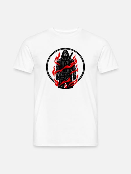 Feuerflamme Schattenkämpfer - Männer T-Shirt - Weiß