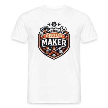Stolzer Maker Abzeichen – Basteln & DIY - Männer T-Shirt - Weiß - Vorne - AI Model Male 178 dark (178cm)