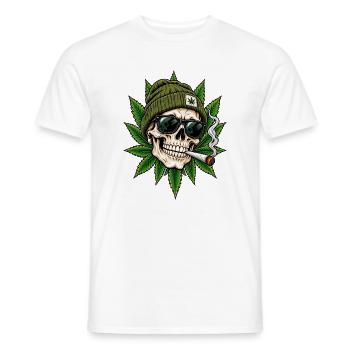 Totenkopf Cannabis Style - Männer T-Shirt - Weiß - Vorne - AI Model Male 178 dark (178cm)