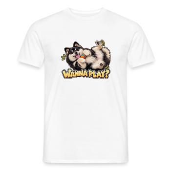 Finnischer Lapphund – möchtest du spielen? - Männer T-Shirt - Weiß - Vorne - AI Model Male 178 dark (178cm)