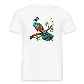 Einfacher Pfau auf Ast - Männer T-Shirt - Weiß - Vorne - AI Model Male 178 dark (178cm)