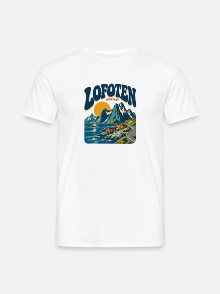 Lofoten Norway Retro Travel - Männer T-Shirt - Weiß