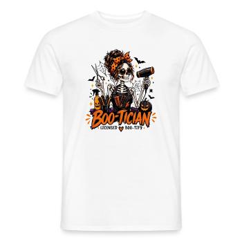 Boo-Tician Halloween-Friseurin Skelettfriseur - Männer T-Shirt - Weiß - Vorne - AI Model Male 178 dark (178cm)