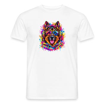 Deutscher Schäferhund – Neon Street Art - Männer T-Shirt - Weiß - Vorne - AI Model Male 178 dark (178cm)