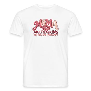Mama Multitasking mit Herz und Haargummi Mutter  - Männer T-Shirt - Weiß - Vorne - AI Model Male 178 dark (178cm)