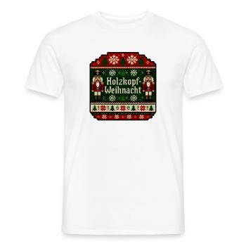 Holzkopf Weihnacht Ugly Sweater Strickmuster Shirt - Männer T-Shirt - Weiß - Vorne - AI Model Male 178 dark (178cm)