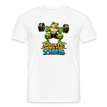 Kniebeugen? Dafür geboren – Muscle Frog - Männer T-Shirt - Weiß - Vorne - AI Model Male 178 dark (178cm)