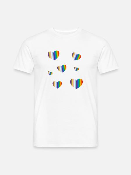 Inklusive Pride-Flagge Herzen - Männer T-Shirt - Weiß