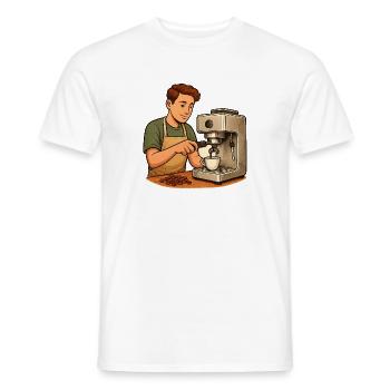 Geschenk für neue Hobby-Baristas mit Siebträger - Männer T-Shirt - Weiß - Vorne - AI Model Male 178 dark (178cm)