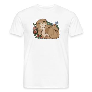 Florales Scottish Fold-Kätzchen - Männer T-Shirt - Weiß - Vorne - AI Model Male 178 dark (178cm)