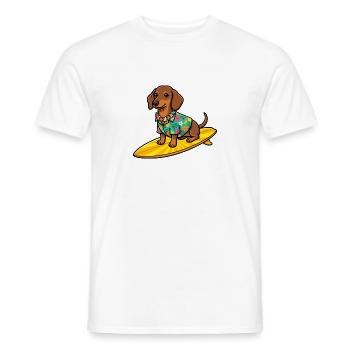 Hawaii Dackel Surfen Surfboard Hund T-Shirt - Männer T-Shirt - Weiß - Vorne - AI Model Male 178 dark (178cm)
