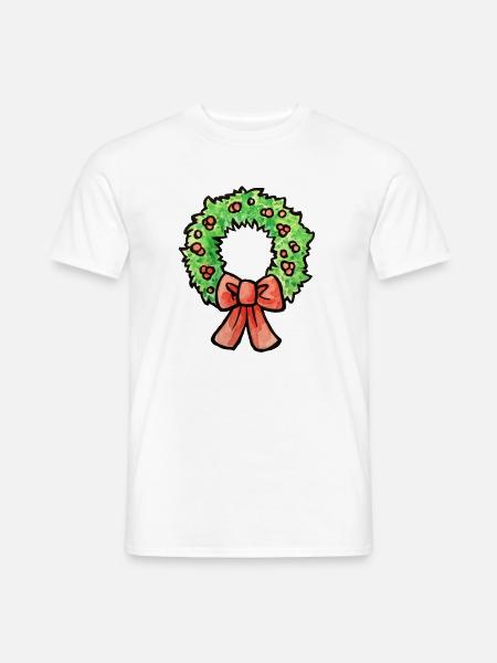 Aquarellkranz mit Schleife - Männer T-Shirt - Weiß