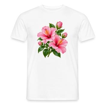 Rosa Hibiskusblüte - Männer T-Shirt - Weiß - Vorne - AI Model Male 178 dark (178cm)