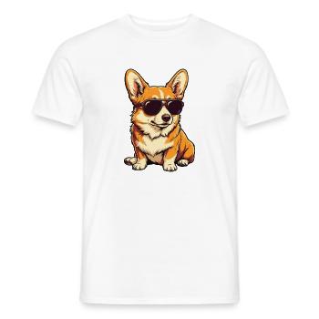 Corgi mit Sonnenbrille – Corgi Mama Corgi Papa - Männer T-Shirt - Weiß - Vorne - AI Model Male 178 dark (178cm)