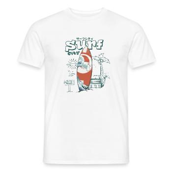 Retro Surf Welle am Strand - Männer T-Shirt - Weiß - Vorne - AI Model Male 178 dark (178cm)
