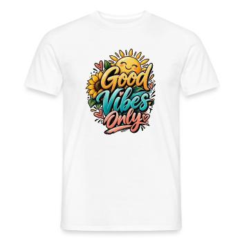 Good Vibes Only Positive Vibes Sonnenblume & Sonne - Männer T-Shirt - Weiß - Vorne - AI Model Male 178 dark (178cm)