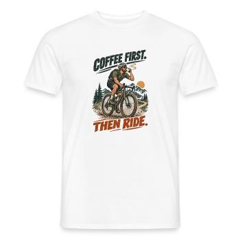 Kaffee Zuerst Dann Radfahren - Männer T-Shirt - Weiß - Vorne - AI Model Male 178 dark (178cm)