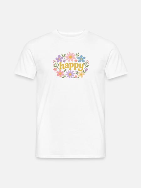 Glückliche Blumen - Männer T-Shirt - Weiß
